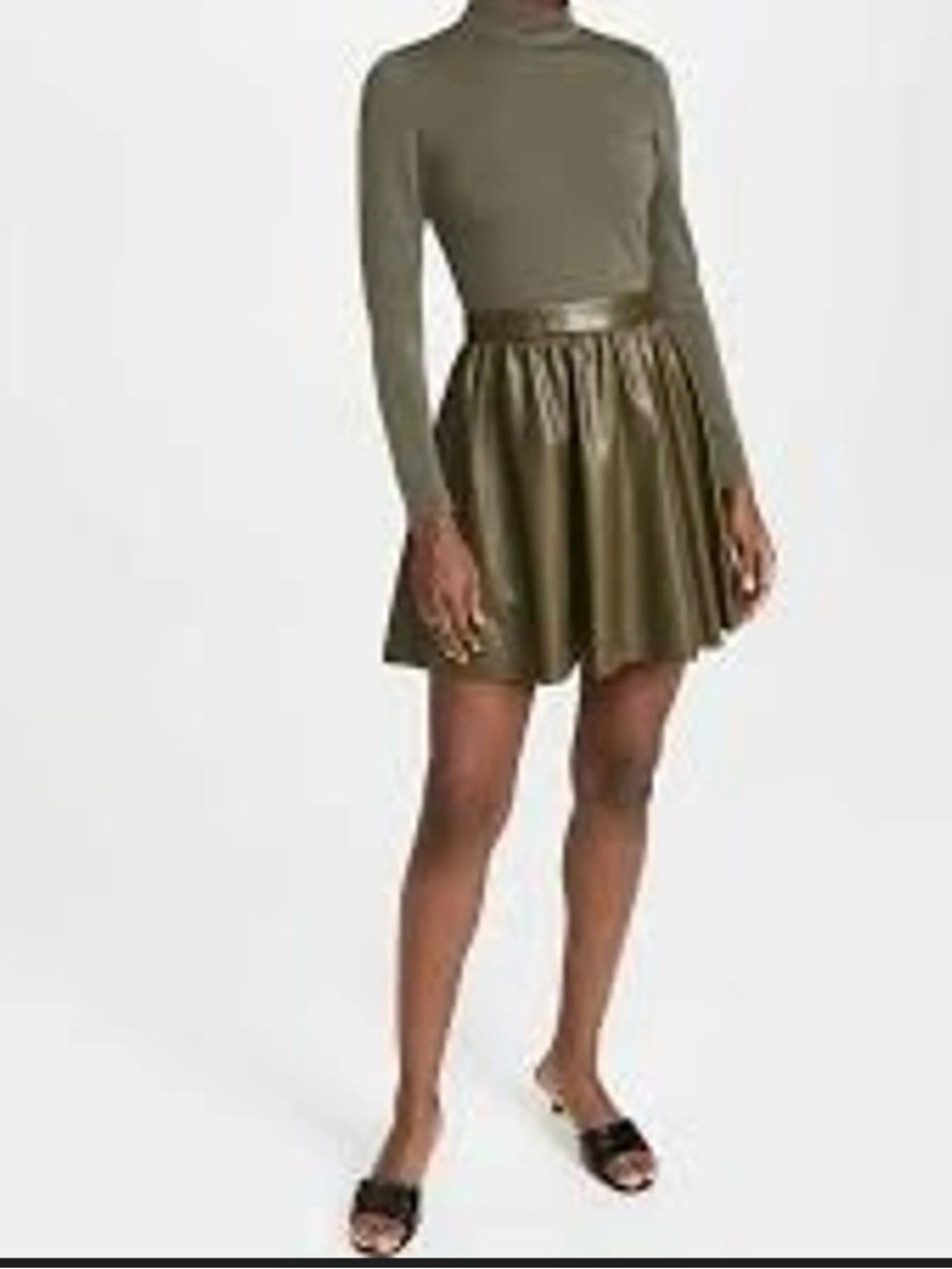 Alice + Olivia Olive Green Mock-Neck Dress